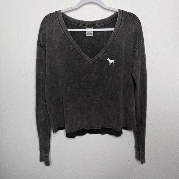 PINK Tops - Victorias Secret PINK Top Size M Gray Long Sleeve Pullover Oversized Relaxed